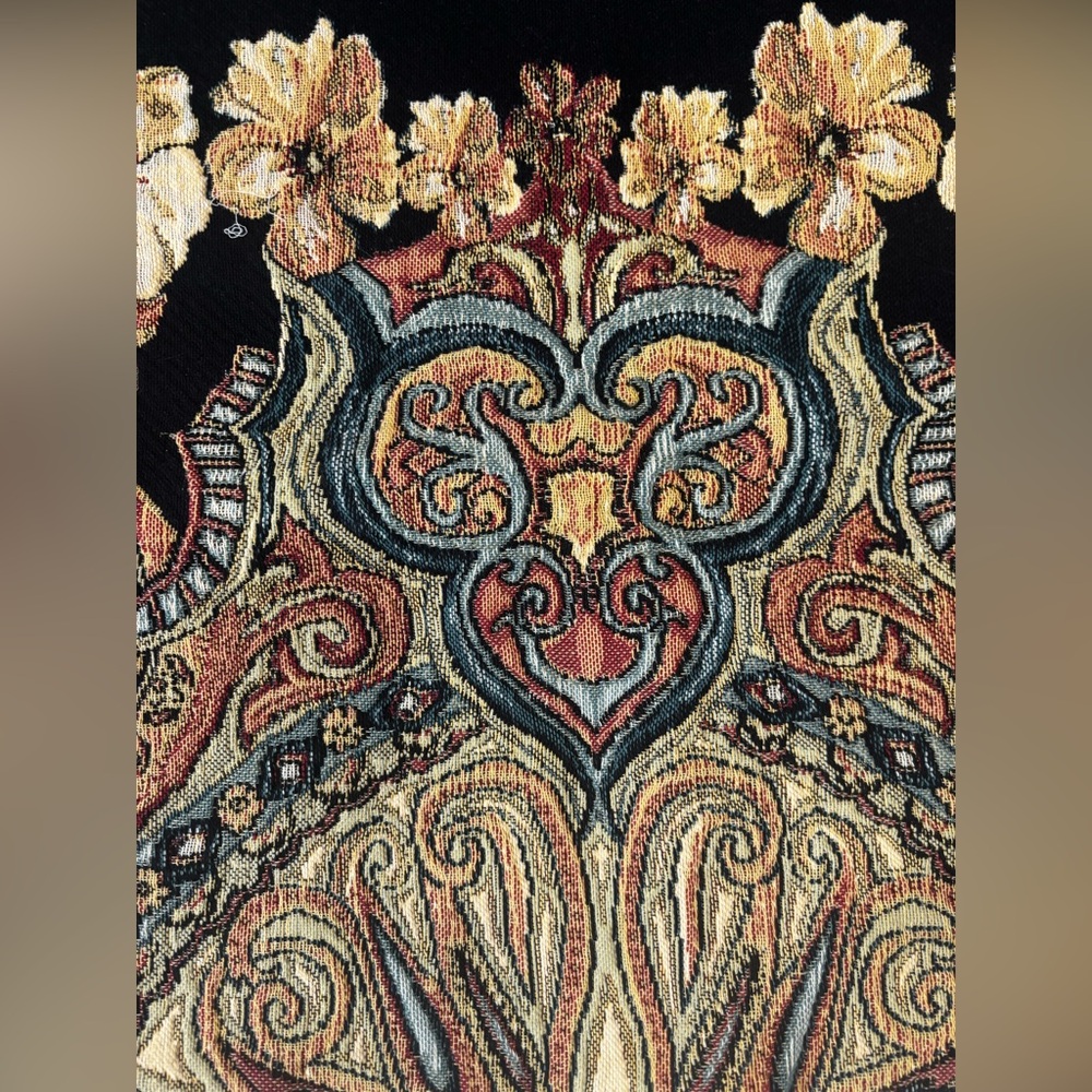 Soft Surroundings Black and Gold Floral Paisley Tapestry Pillow Sham Ariya - Picture 3 of 6